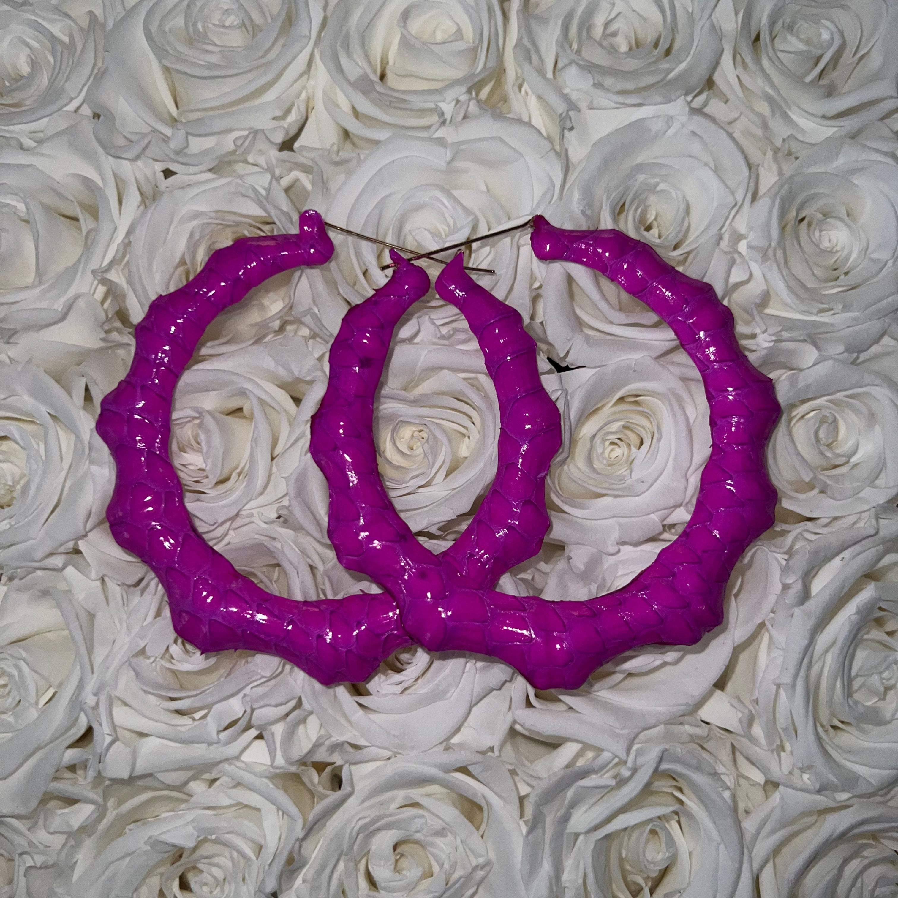 NEON PURPLE  BAMBOO EARRINGS