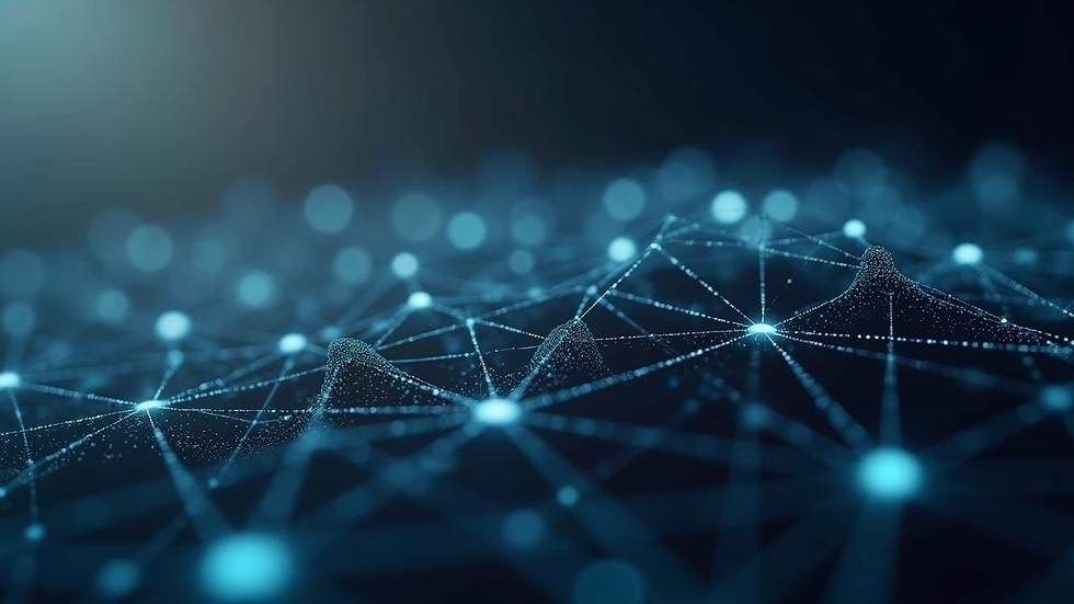 Close-up view of a blockchain network visualization
