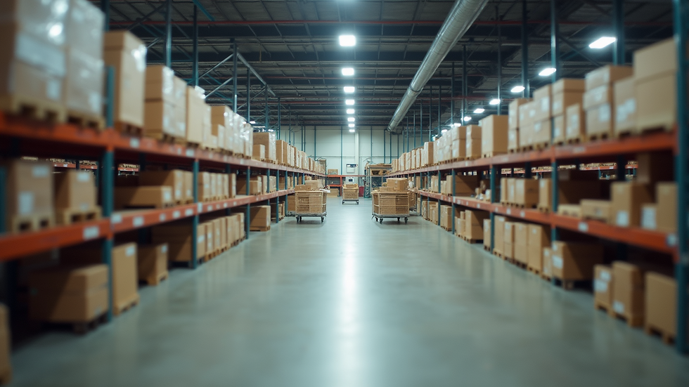 Eye-level view of a micro-fulfillment center in an urban environment