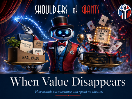 A futuristic humanoid magician robot in a blue vest, red tie, and white pants stands confidently inside an elaborate hybrid executive office and weight room. The space features the Beyond Giants logo, leadership-themed signage, strategy dashboards, luxury office furniture, gym equipment, barbells, benches, and red, blue, white, and gold lighting accents. The image represents “The Leadership Weight Room,” blending business strategy, strength training, systems, discipline, and organizational performance.