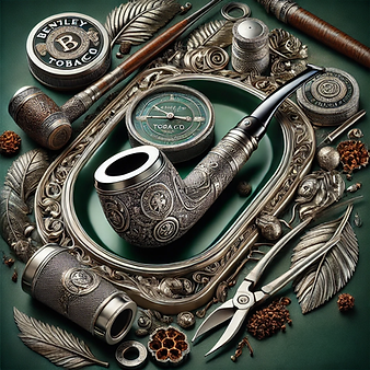 A luxurious Bentley pipe with a polished design featuring a Bentley green accent on the bowl and a smooth black stem, resting