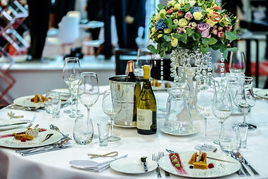 catering event with wine and glasses