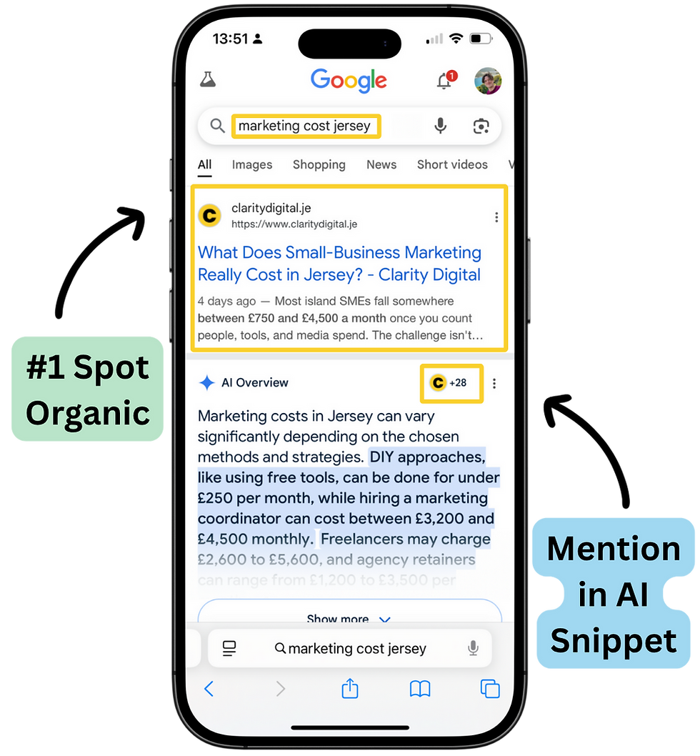 clarity digital google ai overview jersey marketing cost