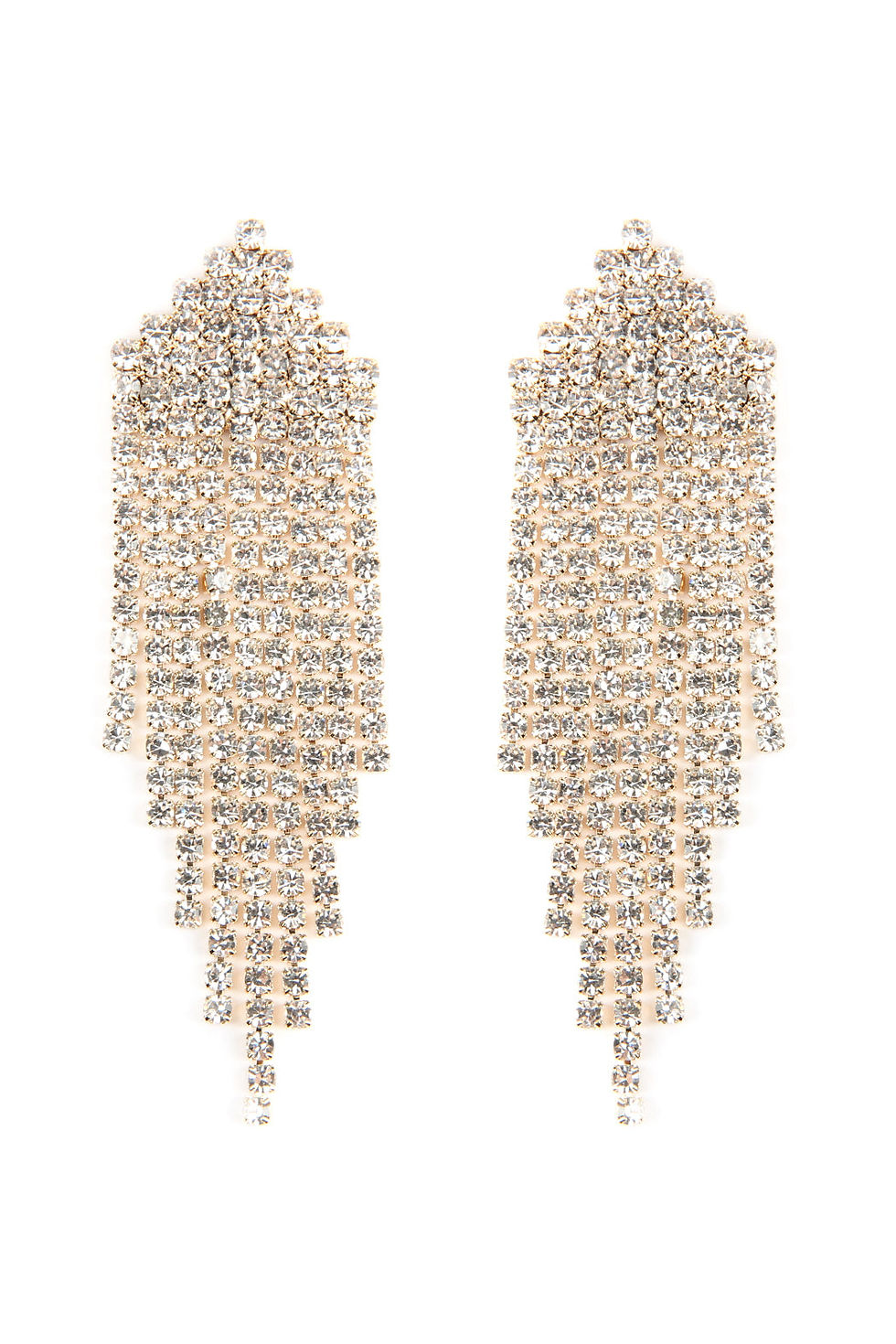 Multi Line Rhinestone Fringe Post Earrings