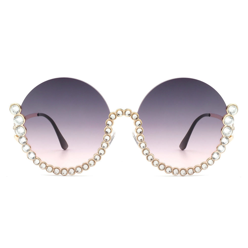Miniatura: Gloriana - Women Circle Half Frame Oversize Rhinestone Fashion Round Sunglasses