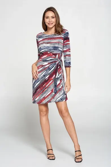 Round-Nk Side Tie Dress Made in USA