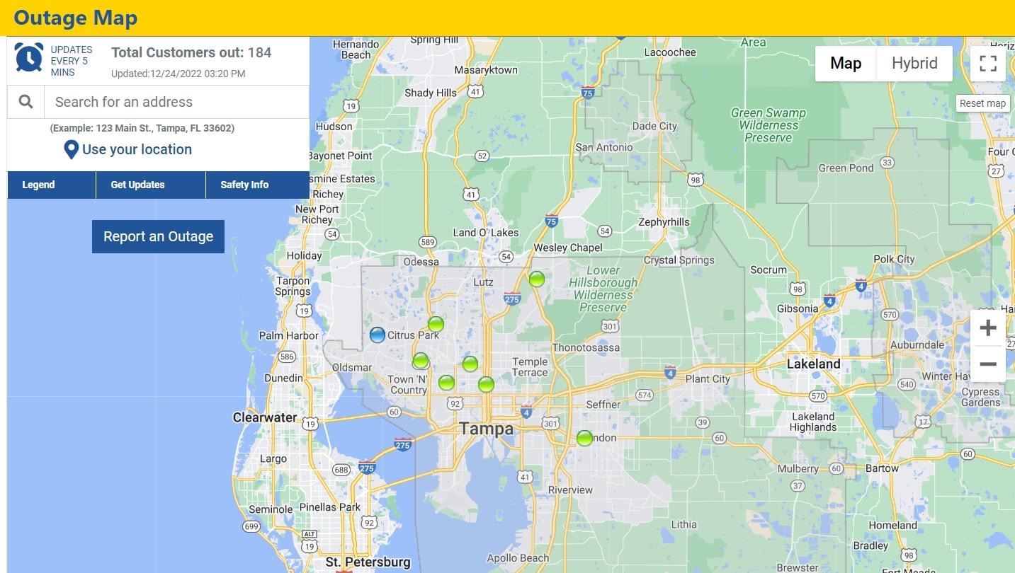 Power Outages hit Tampa Bay Area from Frigid Temperatures