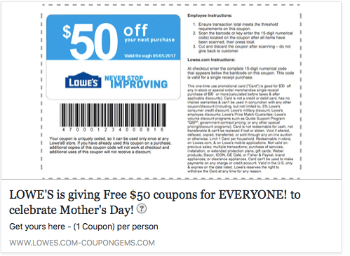 SCAM: Lowe’s Coupon