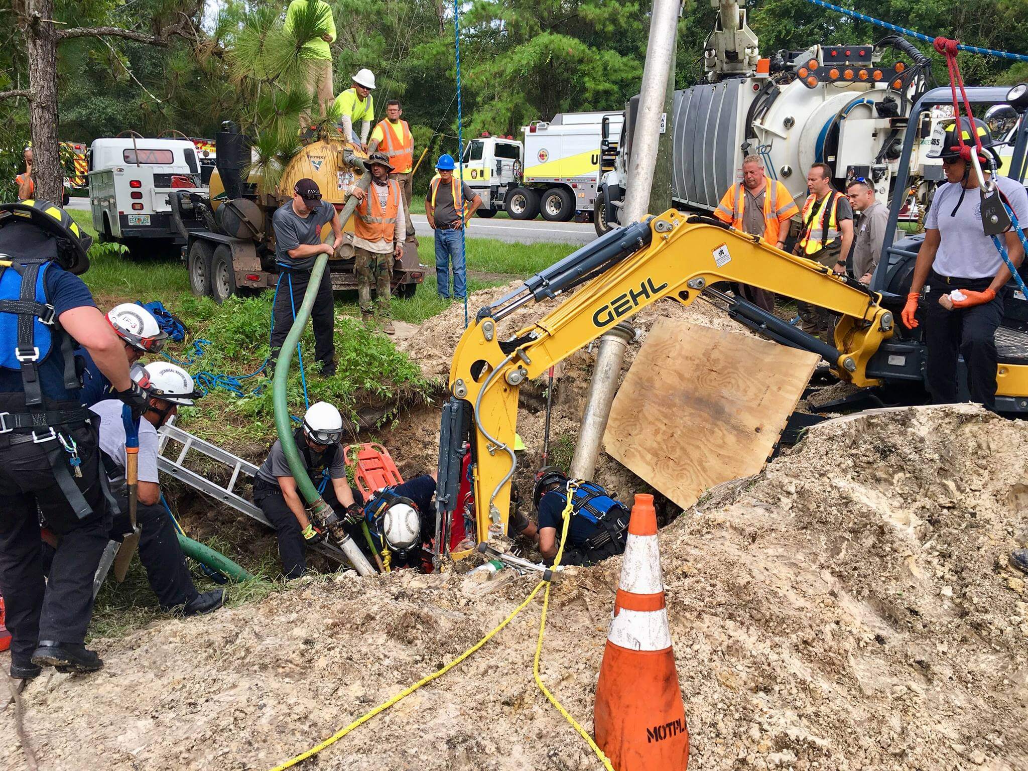 Pasco Firefighters Rescue Man from Hole in Wesley Chapel