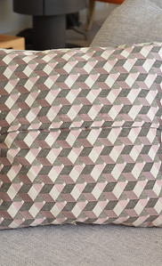 Coussin Plaid gris mosaïque gris rose fe