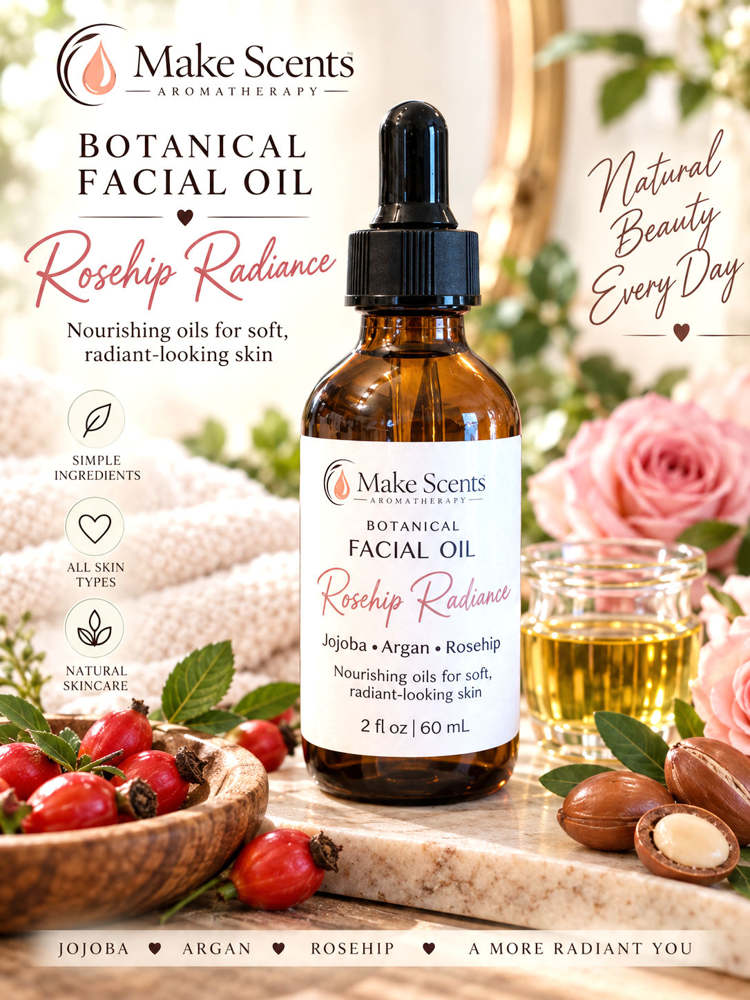 Rosehip Radiance Facial Serum | Rosehip, Jojoba & Argan