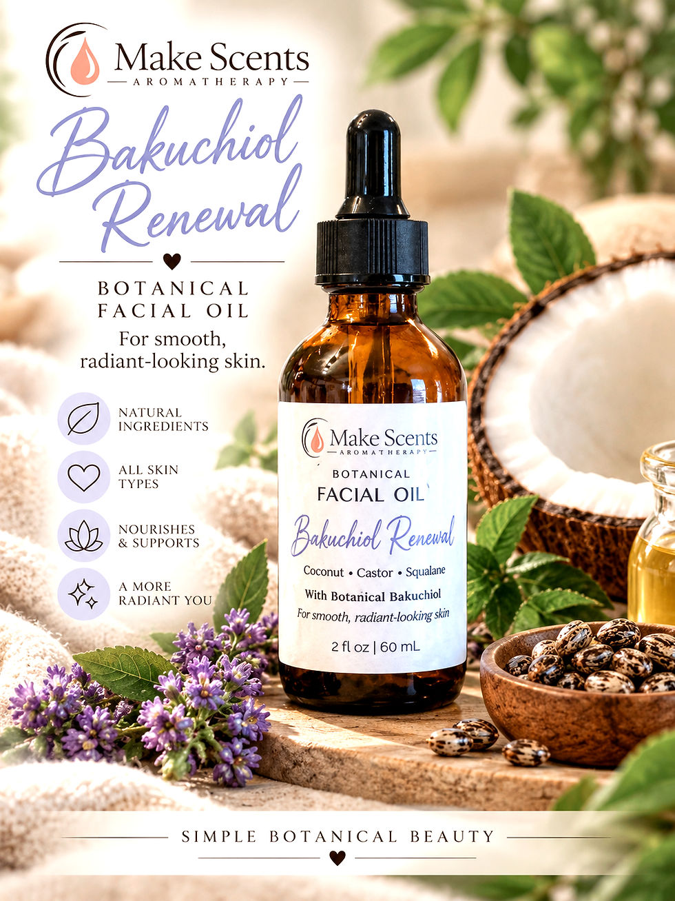 Bakuchiol Renewal Facial Serum | Squalane, Coconut & Castor