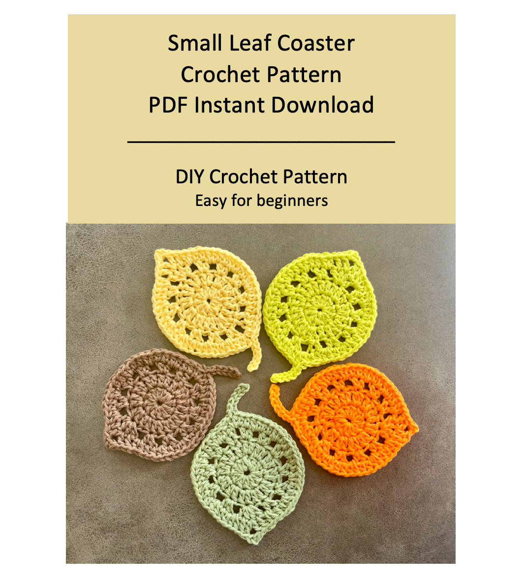 Small Leaf Coaster Crochet Pattern Instant PDF Download