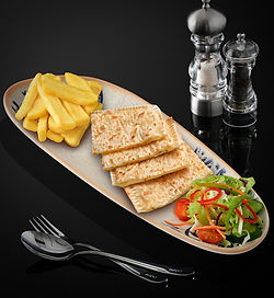 Special gozleme dough filled with Maras cheese and parsley served with mixed greens, cherry tomatoes and French fries.