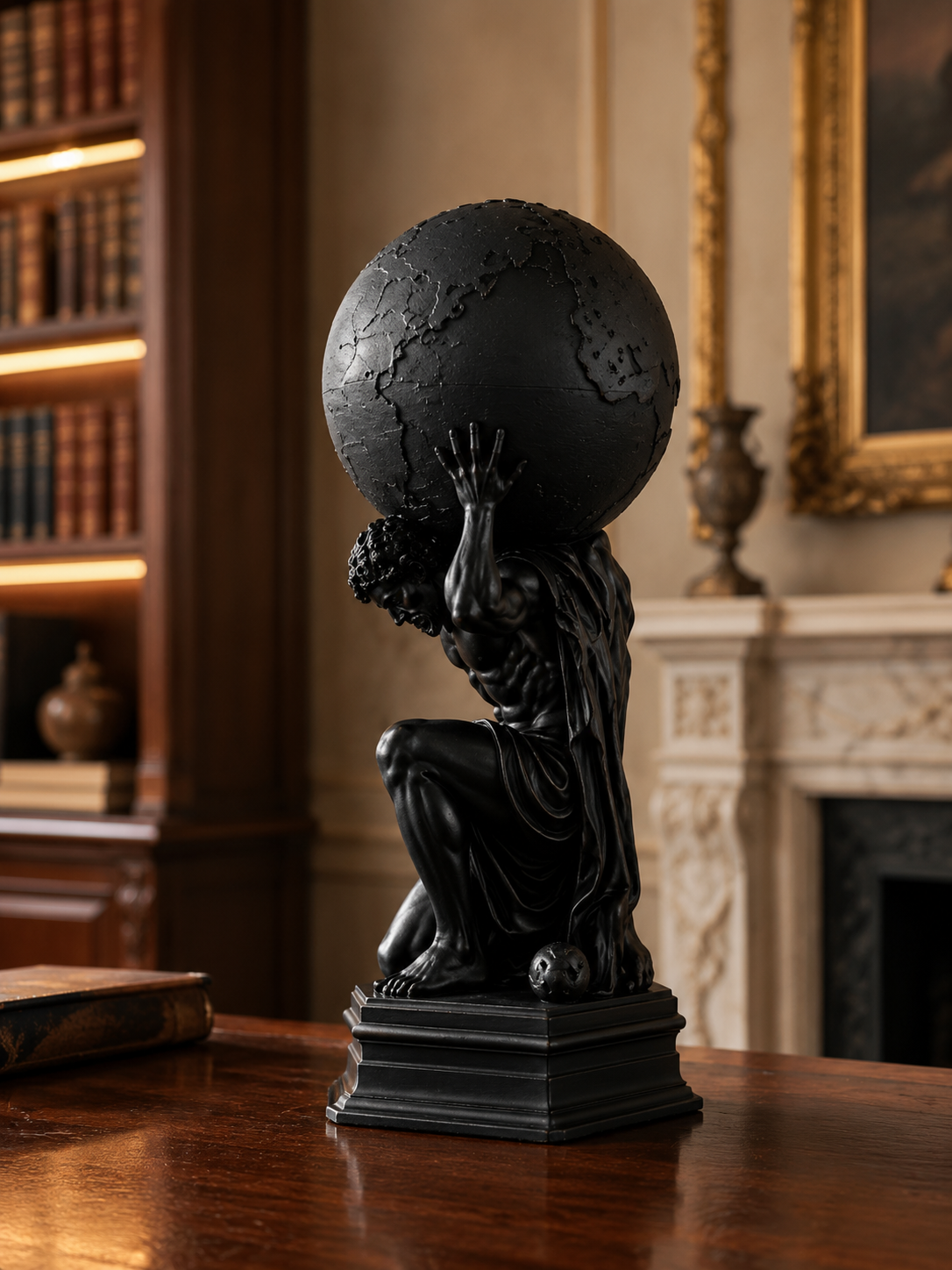 Escultura Decorativa Personagem Atla | O peso do mundo sustentado na sua mesa