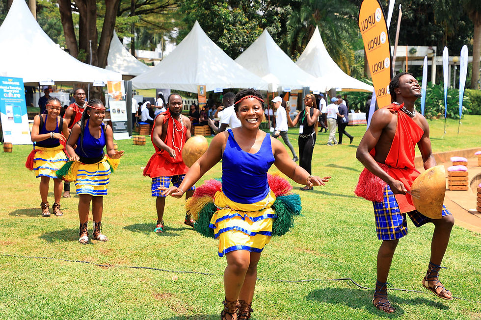 People performing traditional African dance at an outdoor event