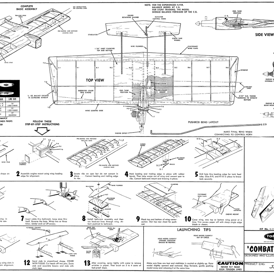 Building plans for Combat Kittens control line model airplanes