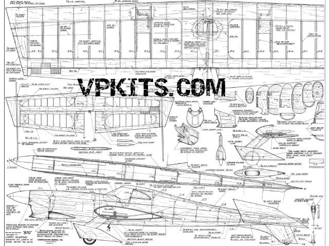 Building plans for 570 Trident control line model airplane