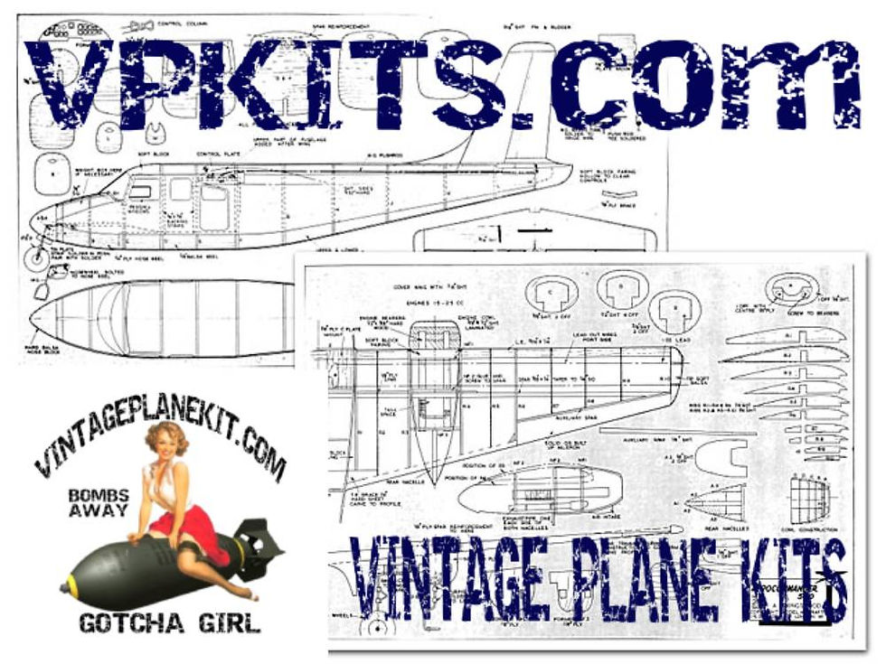 Building plans for Aero Commander 560 Vintage Control line Model Airplane Kit