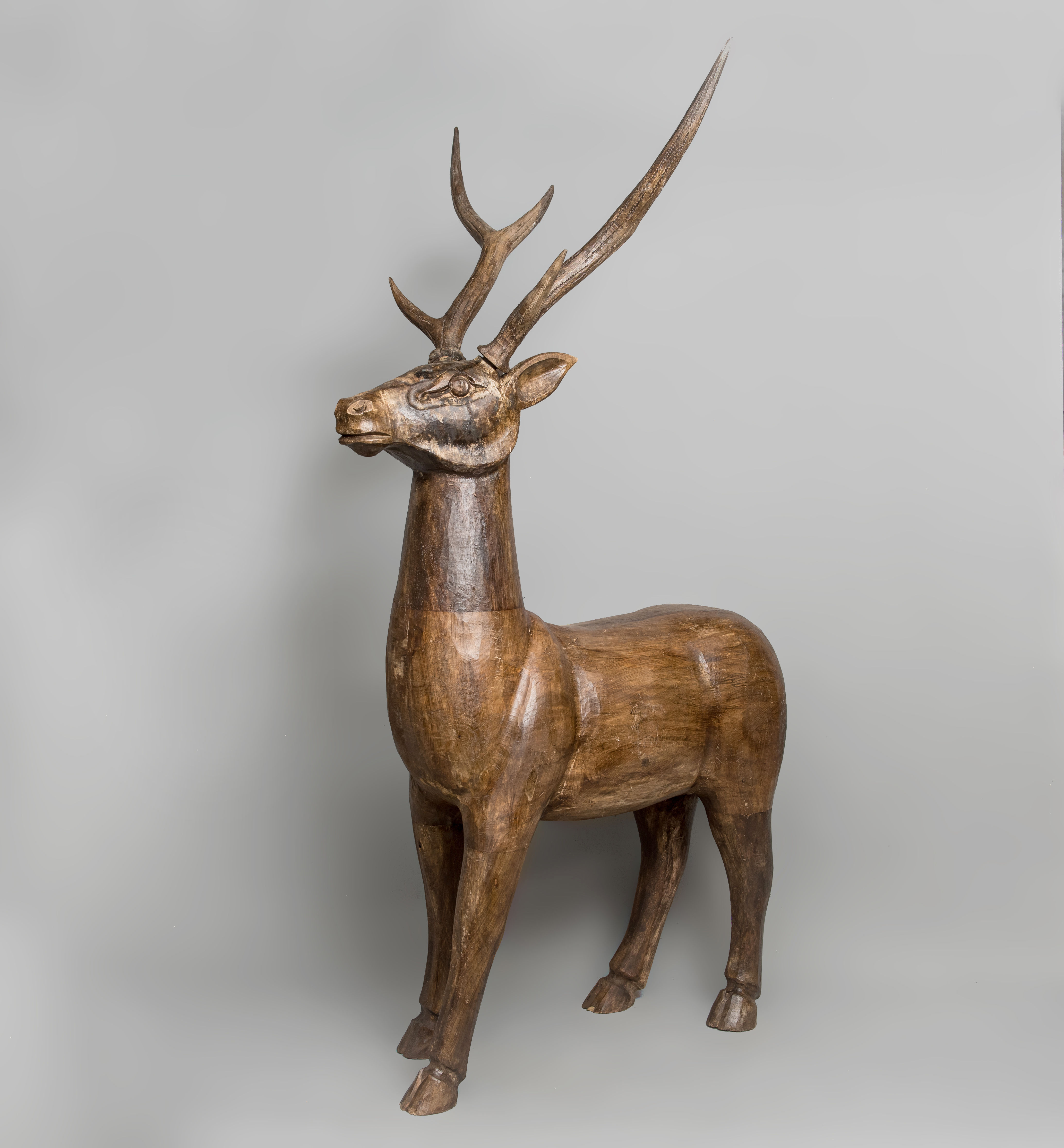 Hand Carved Wooden Reindeer Large