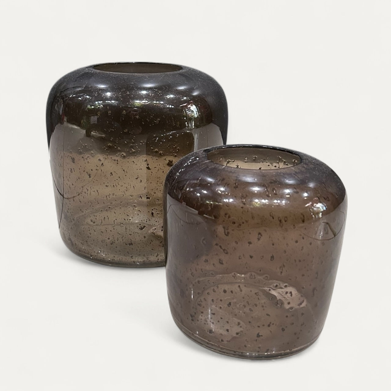 EVI Candle Holder, Smoke Bubble Glass