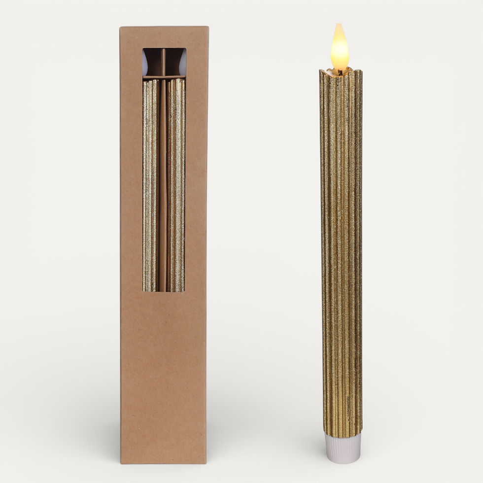 Thumbnail: Battery Operated Wax Ribbed Dinner Candle