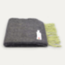 Cashmere Merino Scarf Grey Light Green Herringbone