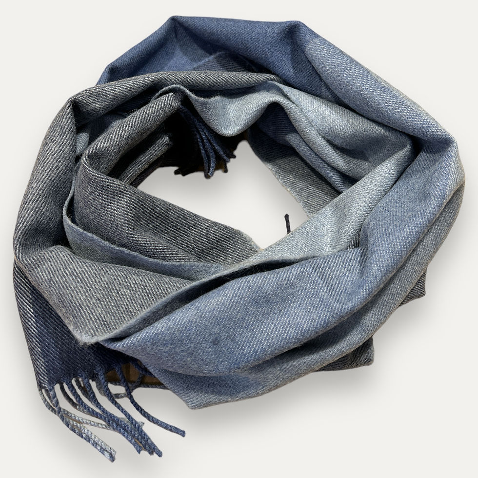 Thumbnail: Extra Fine Merino Wool Wide Scarf Navy/Grey