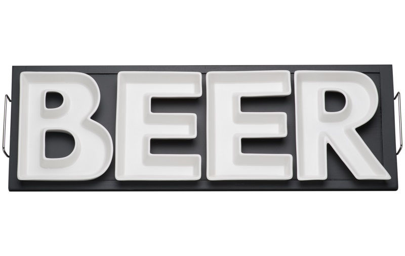 Thumbnail: Vanilla Serve BEER Serving Dishes w/Wooden Tray