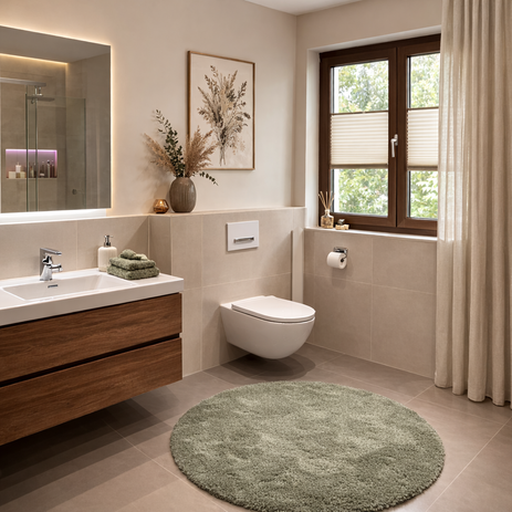 Helles Badezimmer mit Badmöbel nach Badrenovierung