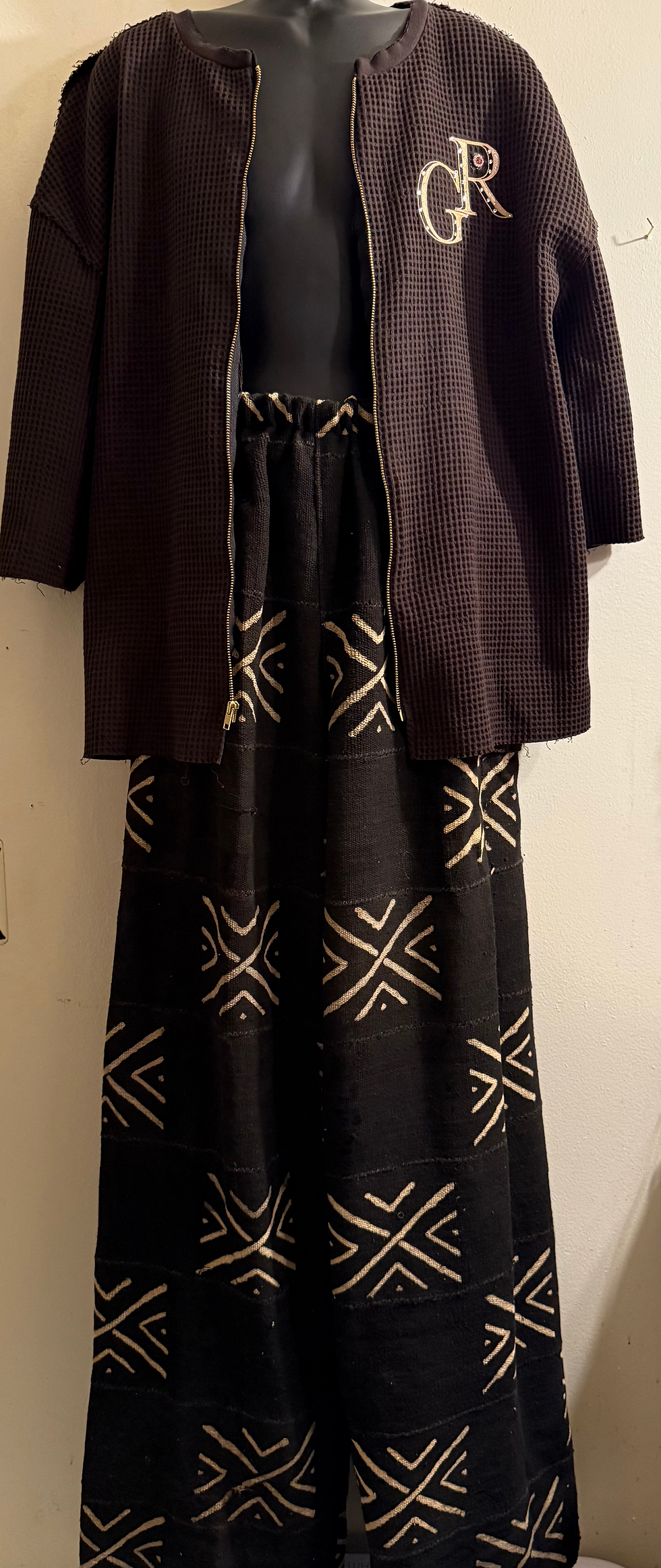 Thumbnail: Black Mudcloth Pants - 3X Tall