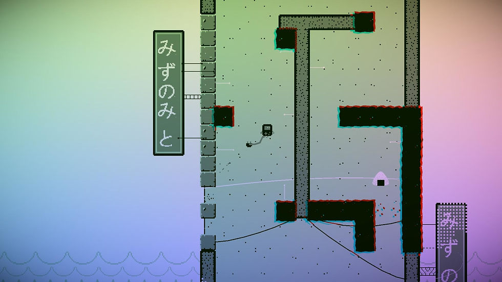 Super Cable Boy is mid-jump, and an onigiri is visible in a difficult to access spot