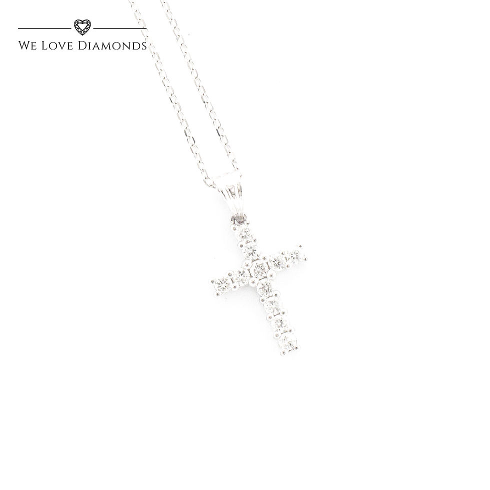 Thumbnail: We Love Diamonds 0.25 Ct Round Cut Diamond Cross Pendant & Chain On 18 Ct White Gold 005