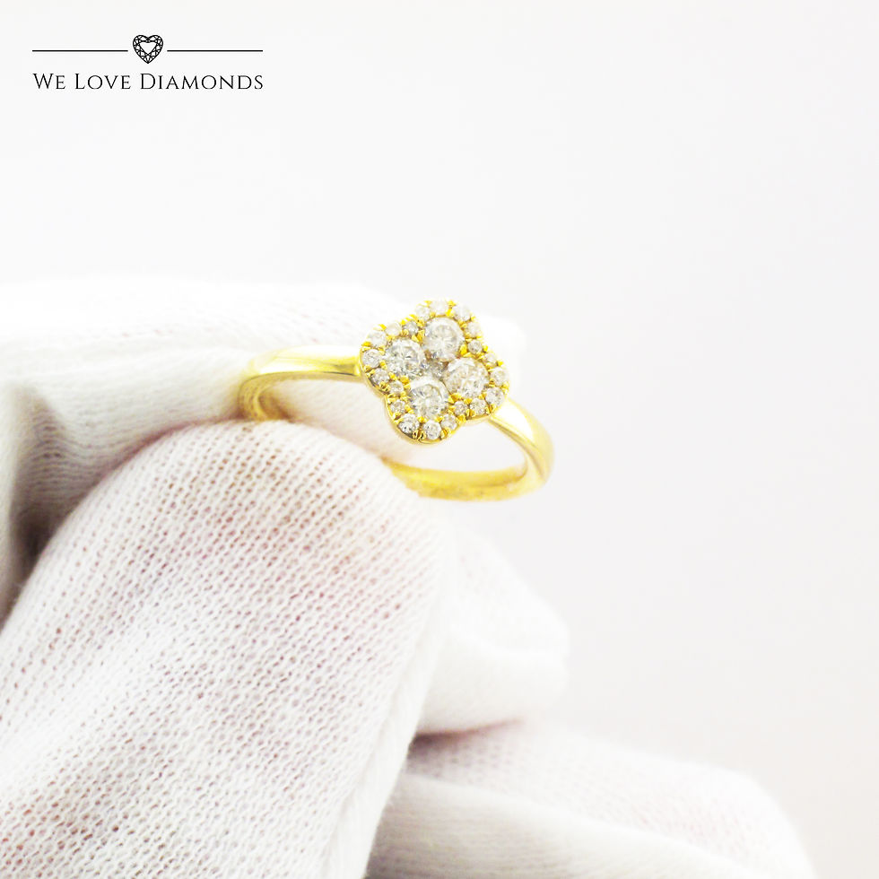 Thumbnail: We Love Diamonds 0.53 Carat Natural Round Brilliant Cut Diamond Flower Ring On 18 Carat Yellow Gold 005
