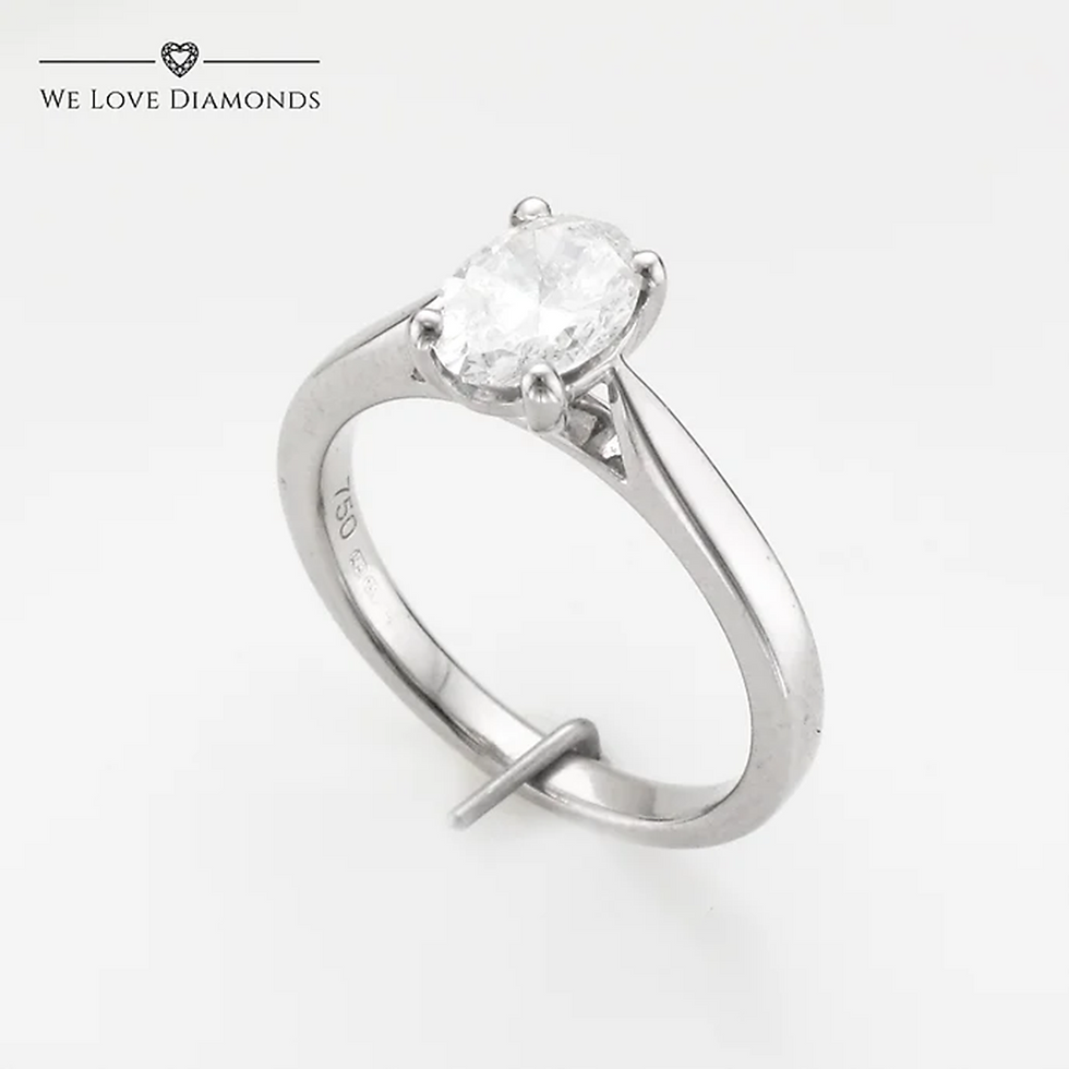 1.00 Carat Oval Cut Diamond Engagement Ring On 18 Carat White Gold