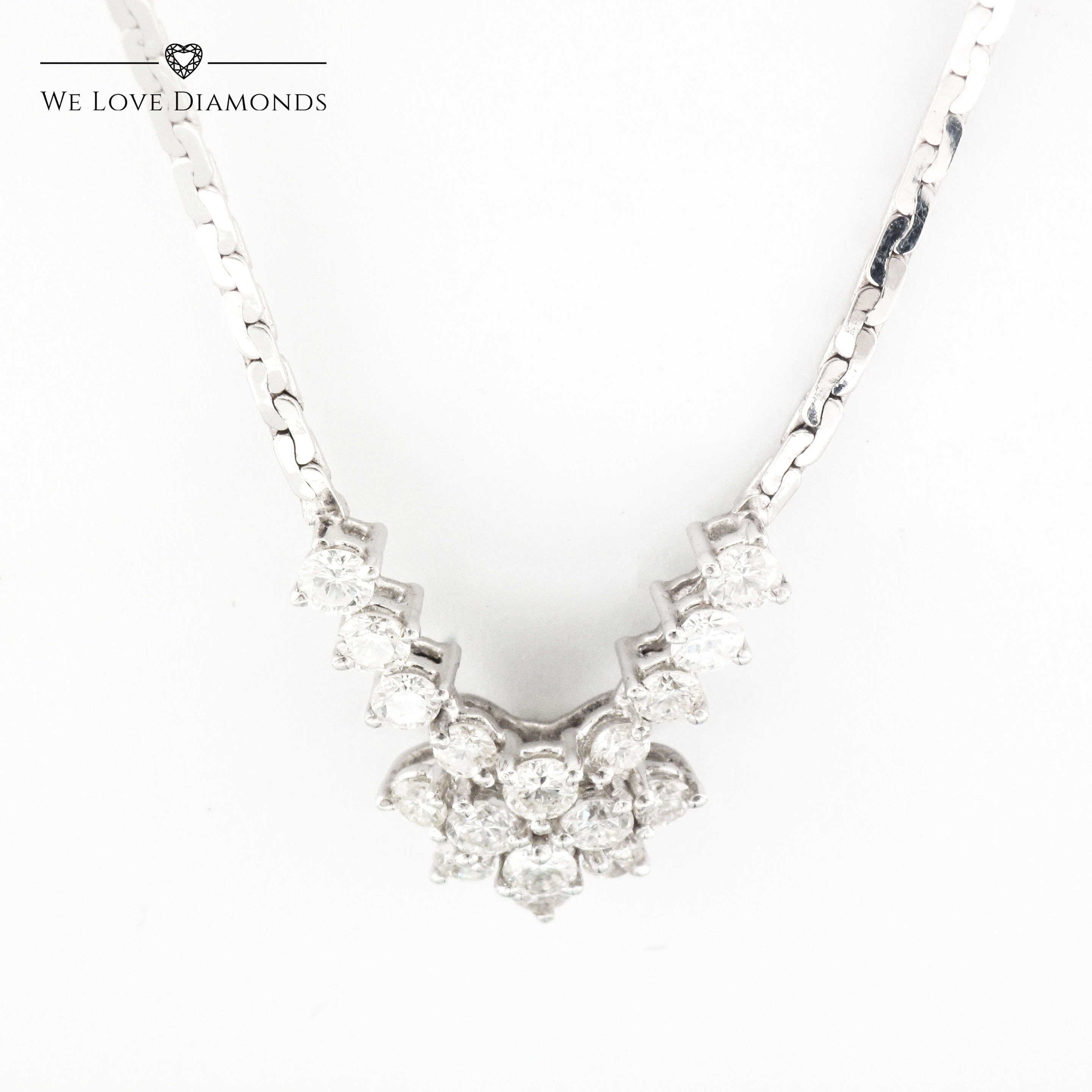 We Love Diamonds 1.15 Carat Round Cut Diamond Collarette Necklace On 18 Carat White Gold 002