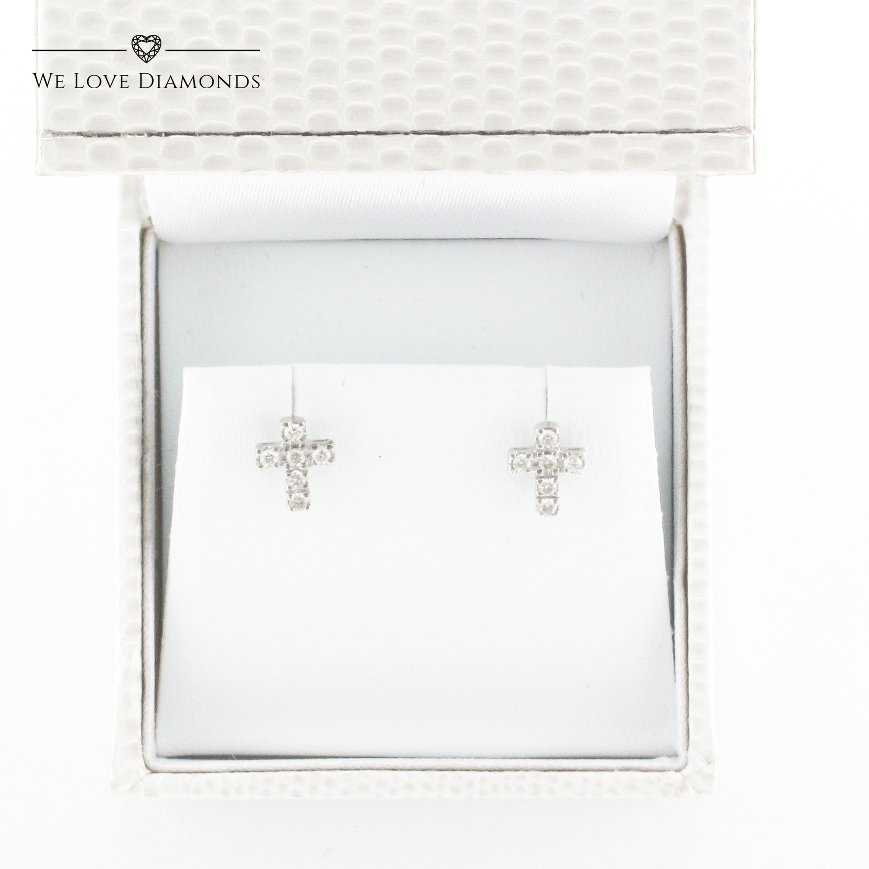 We Love Diamonds 0.2 Carat Round Cut Diamond Cross Earrings On 18 Carat White Gold 011