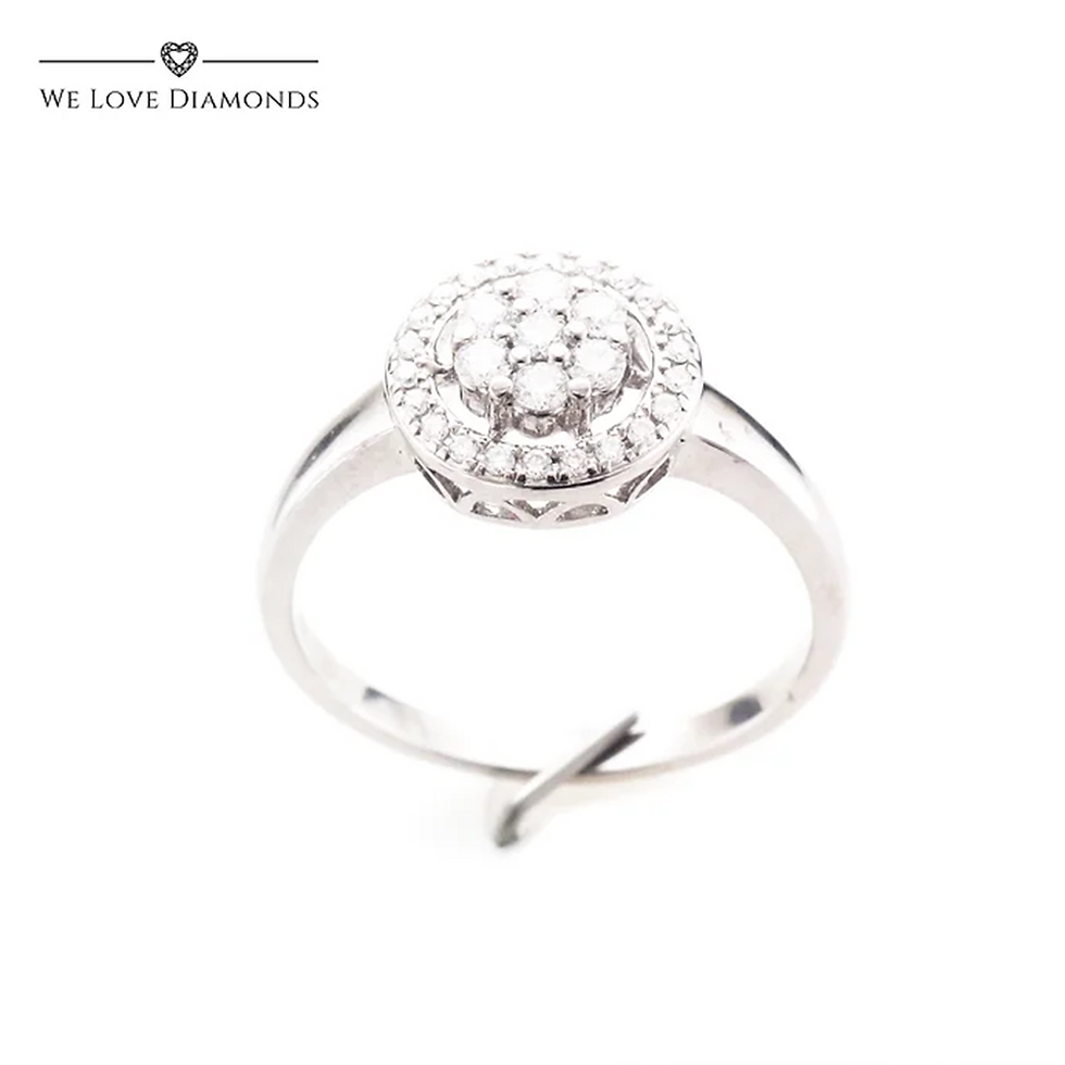 0.75 Carat GVS1 Brilliant Round Cut Halo Diamond Ring On 18 Carat White Gold