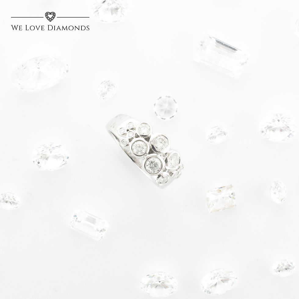 Thumbnail: We Love Diamonds 1.00 Ct GVS1 Diamond Bubble Cluster Ring On Solid Platinum 014