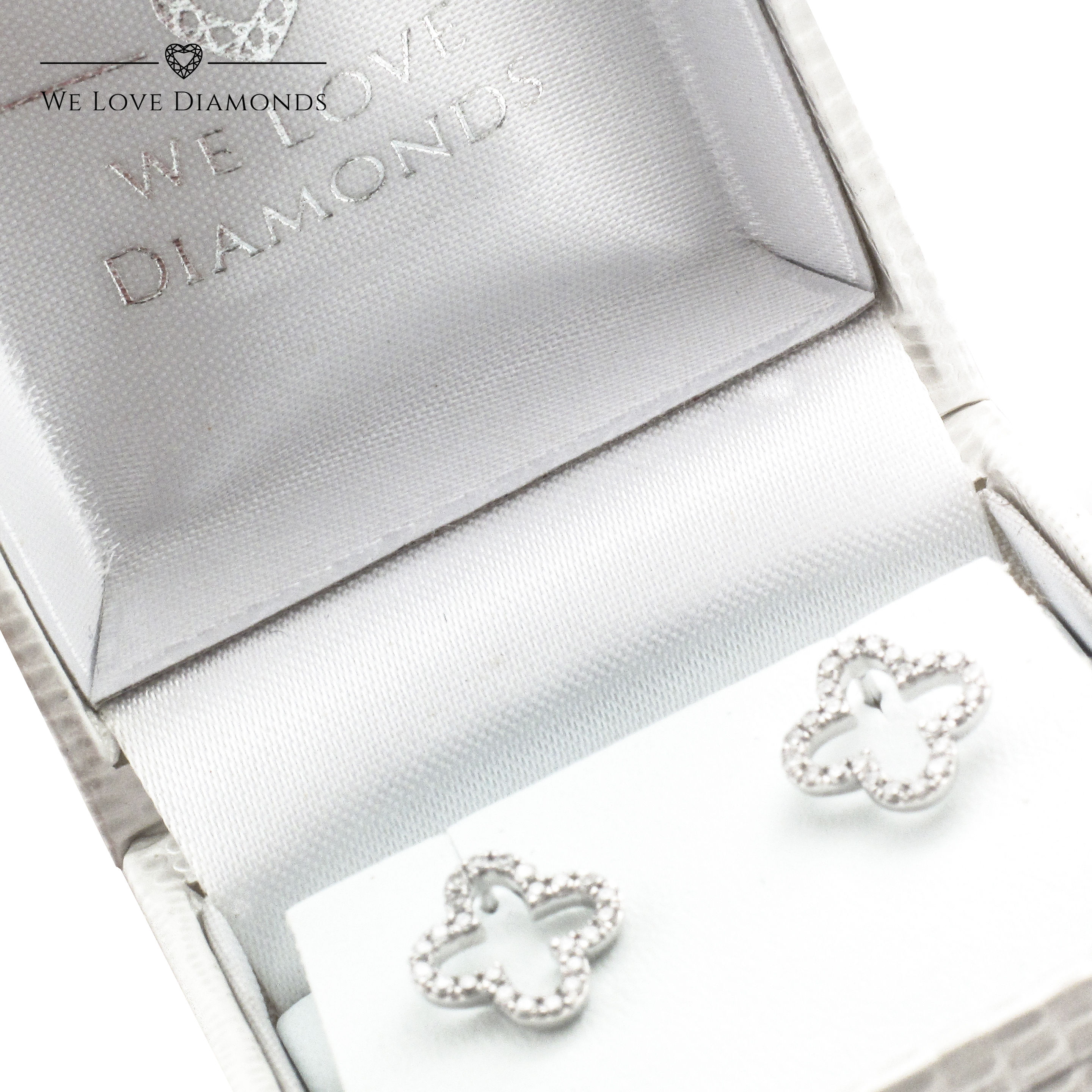 We Love Diamonds 0.24 Carat Round Brilliant Cut Natural Diamond Flower Stud Earrings On 9 Carat White Gold 001