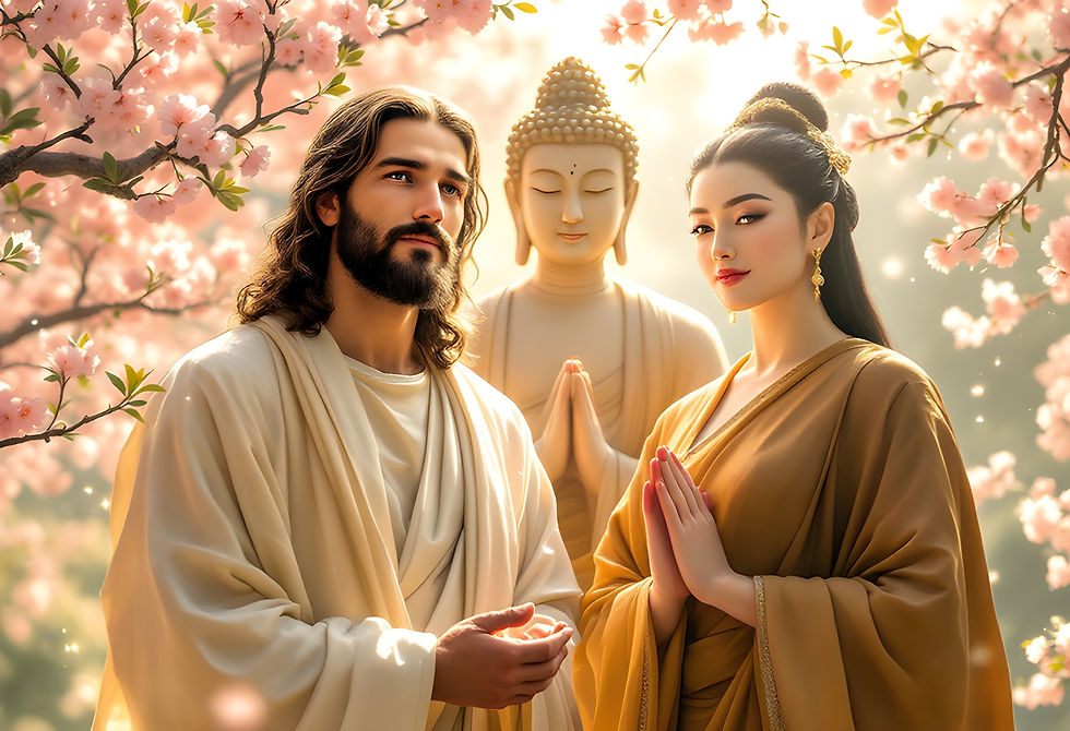 Artist impression of Jesus, Buddha and Quan Yin
