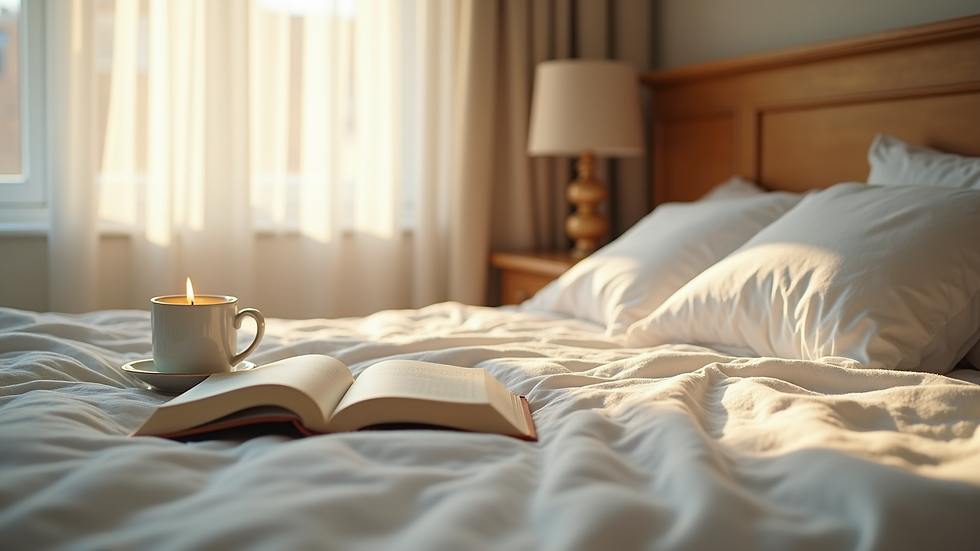 Close-up view of a serene bedroom setup promoting relaxation