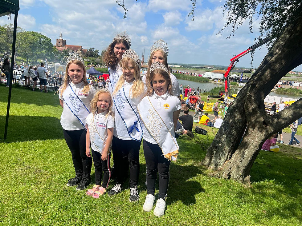 Five members of the Maldon Carnival Court.
