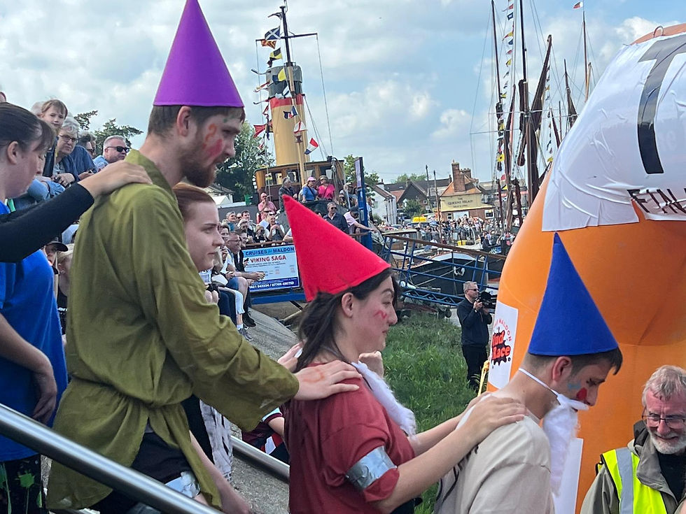 People dressed as gnomes.