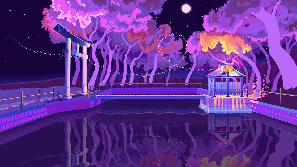 The Lake Background Design 2D Painting