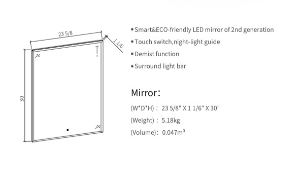 Thumbnail: M004-24 F-series 24'' LED Mirror