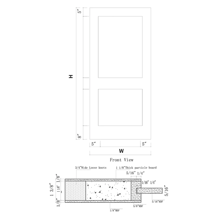 Thumbnail: 1-3/4 in Thick 2-Panel Shaker Solid Core Primed Interior Door