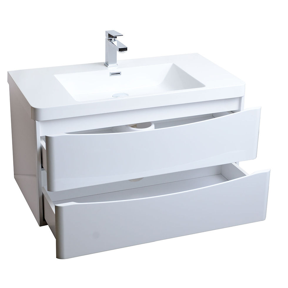 Thumbnail: Merida 35.5" Wall-Mount Bathroom Vanity in Gloss White TN-SM900-HGW