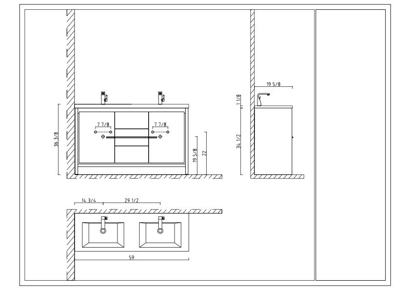 Thumbnail: Allier 60 Double Sink High Gloss White