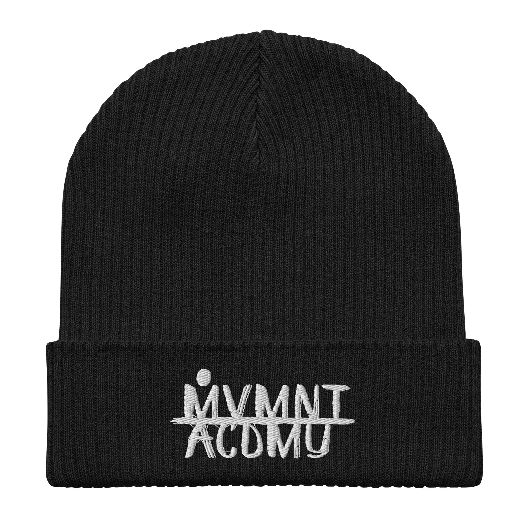 Organic Emroidered Beanie - BLACK [Unisex]